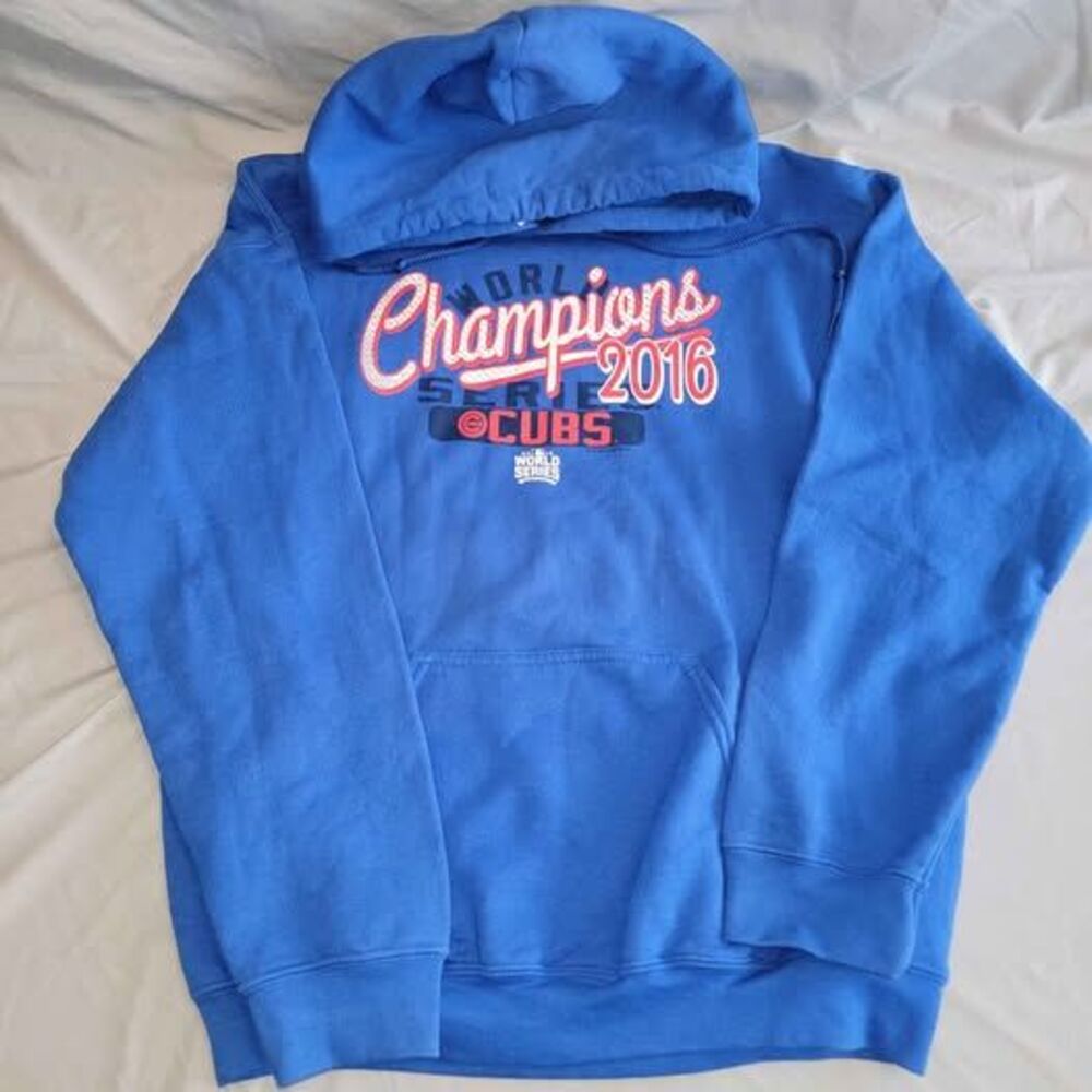 Chicago Cubs 2016 World Series Champions Hoodie Blue Pullover Men M Unisex